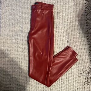 Zara deep red faux leather pants